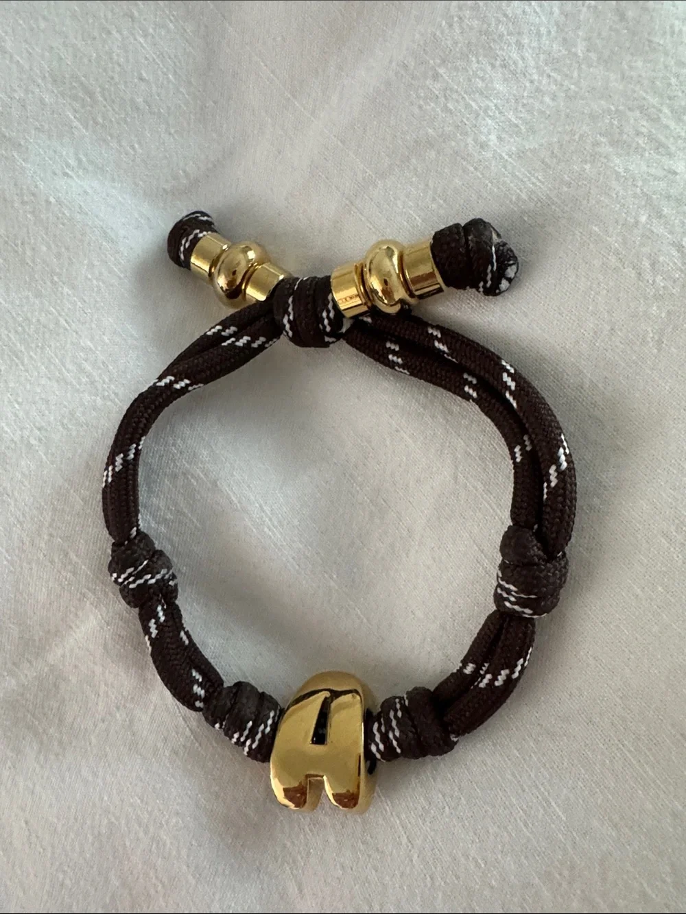 BaubleBar Knotty Initial Custom Bracelet - Brown Single Letter “A”